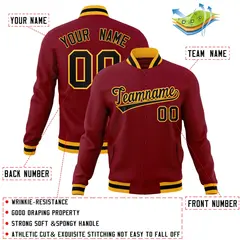Crimson Black-Gold Varsity Full-Snap Letterman Jacket 4