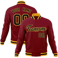 Crimson Black-Gold Varsity Full-Snap Letterman Jacket 1