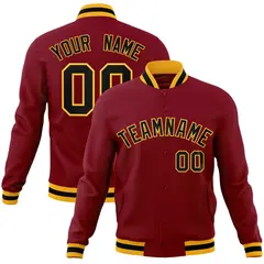 Crimson Black-Gold Varsity Full-Snap Letterman Jacket 1