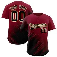 Crimson Black Gradient Diagonal Stripe Baseball Jersey