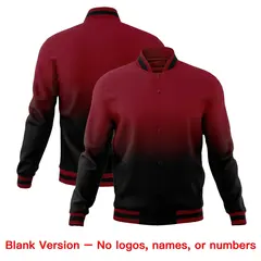 Crimson Black Gradient Full-Snap Varsity Letterman Jacket 7