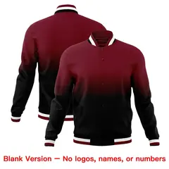Crimson Black Gradient Full-Snap Varsity Letterman Jacket 7