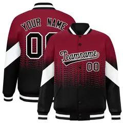 Crimson Black Gradient Polka Dot Varsity Letterman Jacket 1