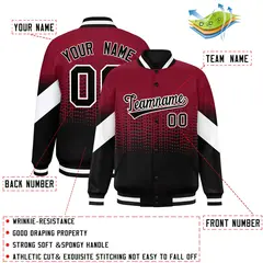 Crimson Black Gradient Polka Dot Varsity Letterman Jacket 2