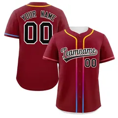 Crimson Black Gradient Ribbed Authentic Baseball Jersey