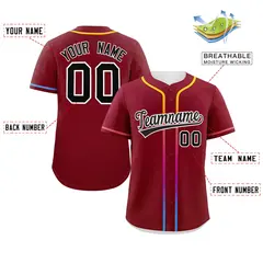 Crimson Black Gradient Ribbed Authentic Baseball Jersey 2