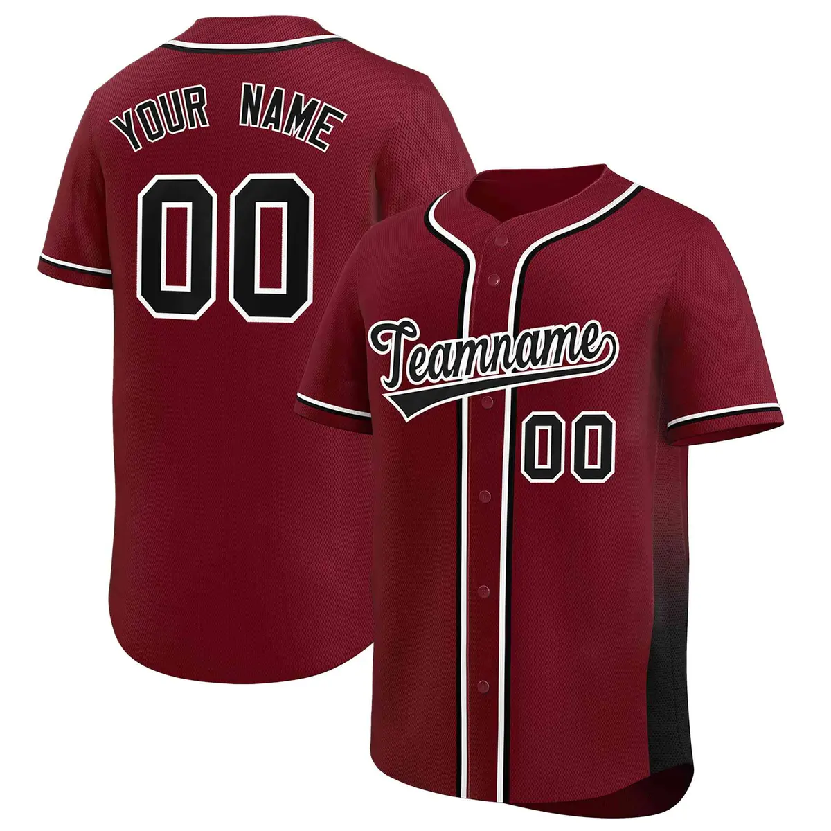 Crimson Black Gradient Side Authentic Baseball Jersey