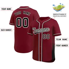 Crimson Black Gradient Side Authentic Baseball Jersey 2