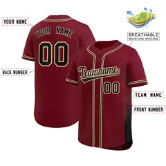 Crimson Black Gradient Side Authentic Baseball Jersey 2