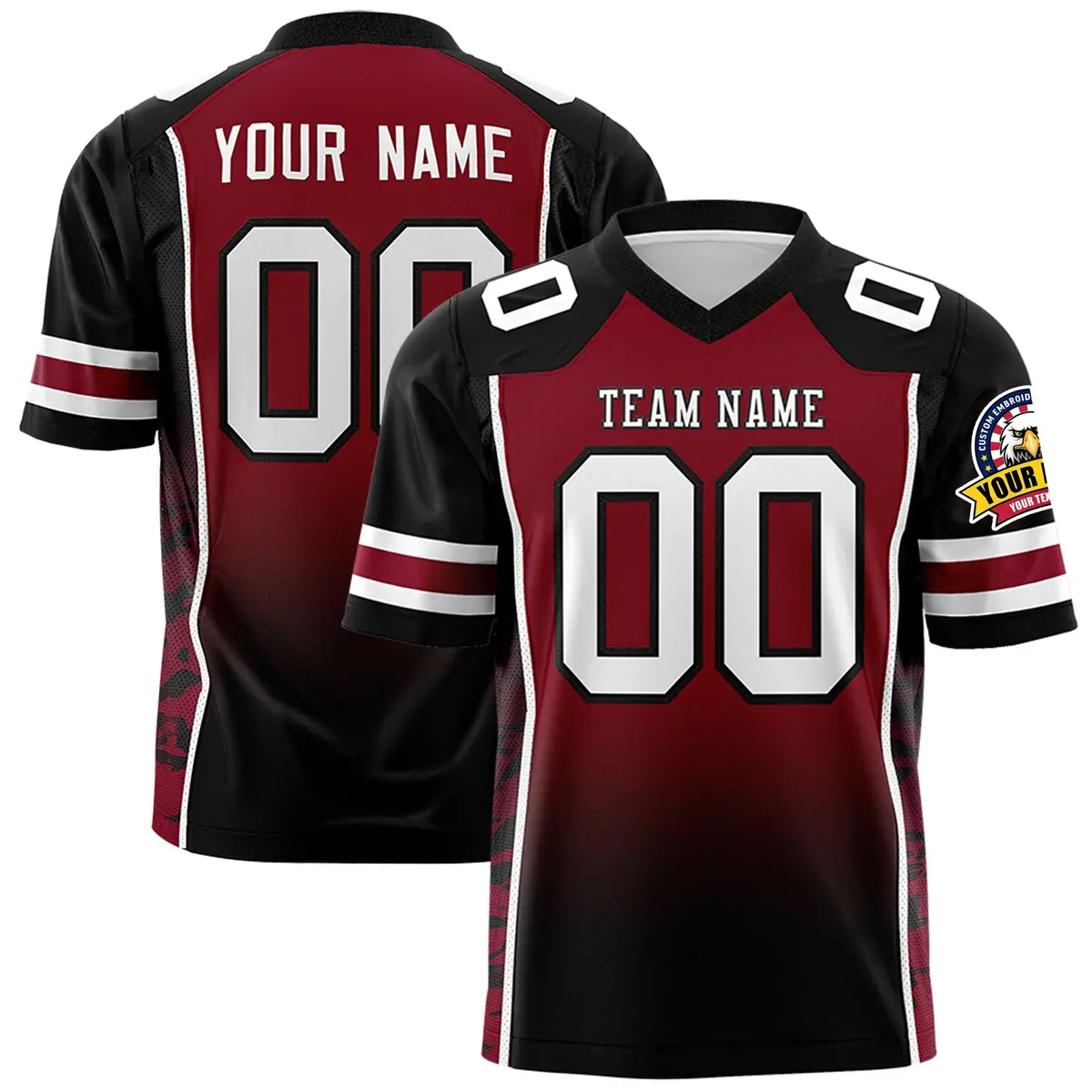 Crimson Black Gradient Side Pattern Football Jersey