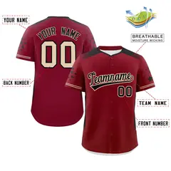Crimson Black Gradient Side Star Pattern Baseball Jersey 2