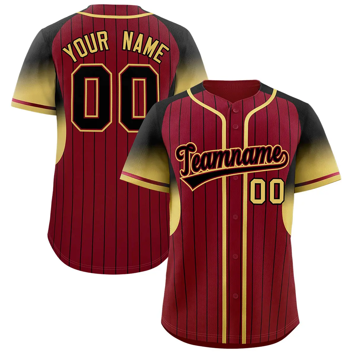 Crimson Black Gradient Stripe Sleeves Baseball Jersey