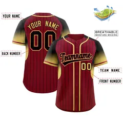 Crimson Black Gradient Stripe Sleeves Baseball Jersey 2