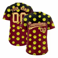 Crimson Black Graffiti Gradient Smile Baseball Jersey