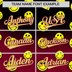 Crimson Black Graffiti Gradient Smile Baseball Jersey 3