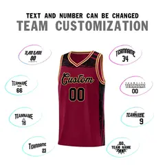 Crimson Black Graffiti Pattern Basketball Jersey 3