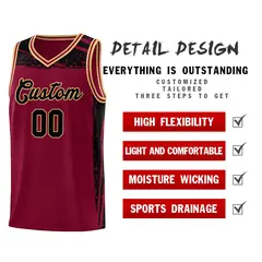 Crimson Black Graffiti Pattern Basketball Jersey 4