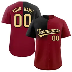 Crimson Black Half Gradient Authentic Baseball Jersey 1
