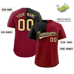 Crimson Black Half Gradient Authentic Baseball Jersey 2