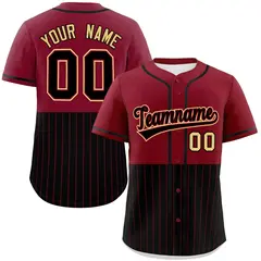 Crimson Black Half Stripe Authentic Baseball Jersey 1