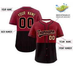 Crimson Black Half Stripe Authentic Baseball Jersey 2