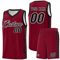Crimson Black Indians Pattern Basketball Jersey 1