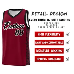 Crimson Black Indians Pattern Basketball Jersey 2