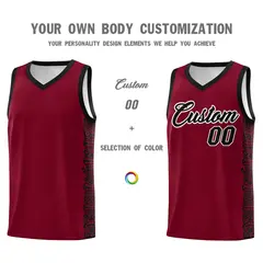 Crimson Black Indians Pattern Basketball Jersey 3