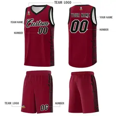 Crimson Black Indians Pattern Basketball Jersey 5