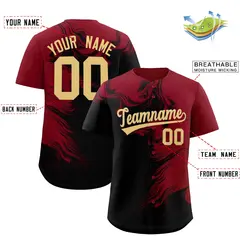 Crimson Black Ink Pattern Authentic Baseball Jersey 2