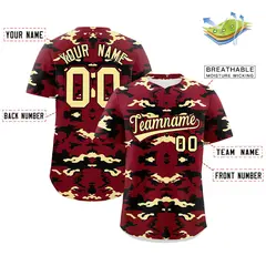 Crimson Black-Khaki Camo Authentic Baseball Jersey 2