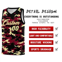 Crimson Black-Khaki Camo Basketball Jersey 2
