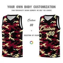 Crimson Black-Khaki Camo Basketball Jersey 3