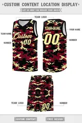 Crimson Black-Khaki Camo Basketball Jersey 5