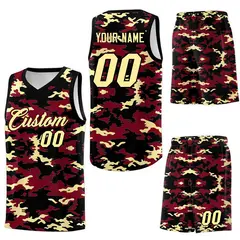 Crimson Black-Khaki Camo Basketball Jersey 6