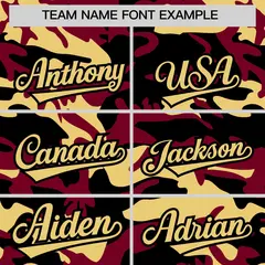 Crimson Black Khaki Camo Gradient Fashion Baseball Jersey 3