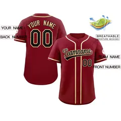 Crimson Black-Khaki Classic Style Authentic Baseball Jersey 4