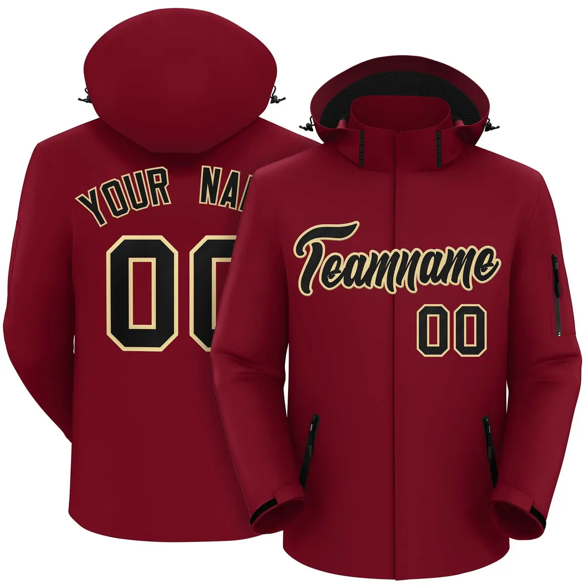 Crimson Black-Khaki Classic Waterproof Jacket