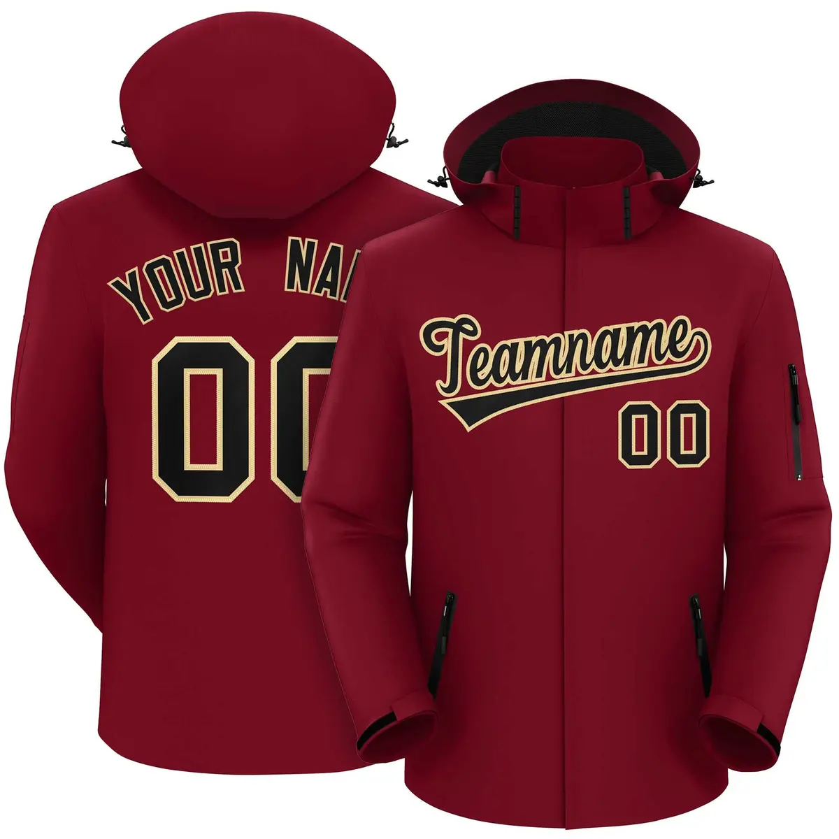 Crimson Black-Khaki Classic Waterproof Jacket