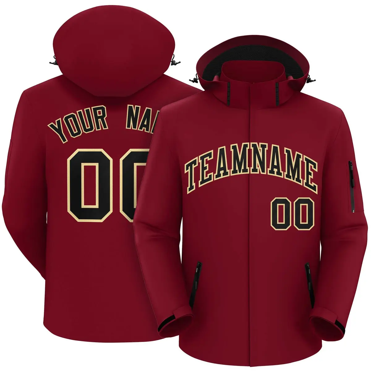 Crimson Black-Khaki Classic Waterproof Jacket