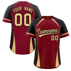 Crimson Black-Khaki Color Block Authentic Baseball Jersey 1