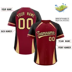 Crimson Black-Khaki Color Block Authentic Baseball Jersey 2