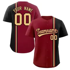 Crimson Black-Khaki Color Block Authentic Baseball Jersey 1
