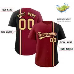 Crimson Black-Khaki Color Block Authentic Baseball Jersey 2