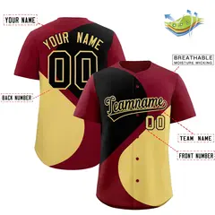 Crimson Black-Khaki Color Block Half Heart Baseball Jersey 2