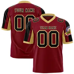 Crimson Black-Khaki Color Block Raglan Sleeves Football Jersey 1
