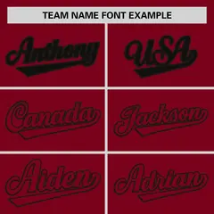 Crimson Black-Khaki Gradient Font Side Baseball Jersey 3