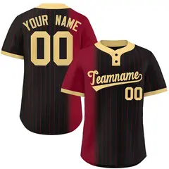 Crimson Black-Khaki Gradient Stripe Two-Button Softball Jersey