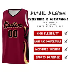 Crimson Black-Khaki Graffiti Side Curve Basketball Jersey Sets 2