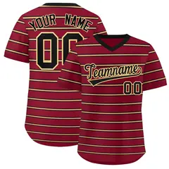 Crimson Black-Khaki Horizontal Stripe Pullover Baseball Jersey